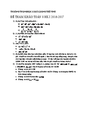 Đề tham khảo Toán 8 học kì I năm 2016 - 2017